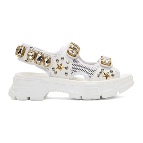 gucci white chunky sandals|gucci closed toe sandals.